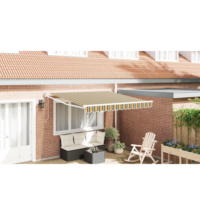 Store Rétractable Automatique Vert et Jaune 300x250 cm, Tissu de remplacement pour store pour cadre de 3x2.5 m Vert et Jaune |