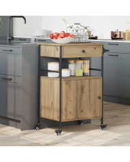 Chariot de cuisine en chêne artisanal 56x43x89,5 cm | Mobilier & Déco