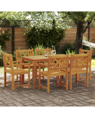 Ensemble de salle à manger de jardin 7 pièces en bois massif d'acacia | Mobilier & Déco