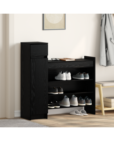 Armoire à chaussures Chêne Noir 100.5x28x100 cm en bois MDF | Mobilier & Déco