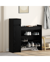 Armoire à chaussures Chêne Noir 100.5x28x100 cm en bois MDF | Mobilier & Déco