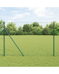 Clôture Hexagonale Verte 1,6x50 m en Acier, Poteaux de Clôture 13 pcs Verts Ø32 mm 210 cm en Acier Galvanisé | Mobilier & Déco