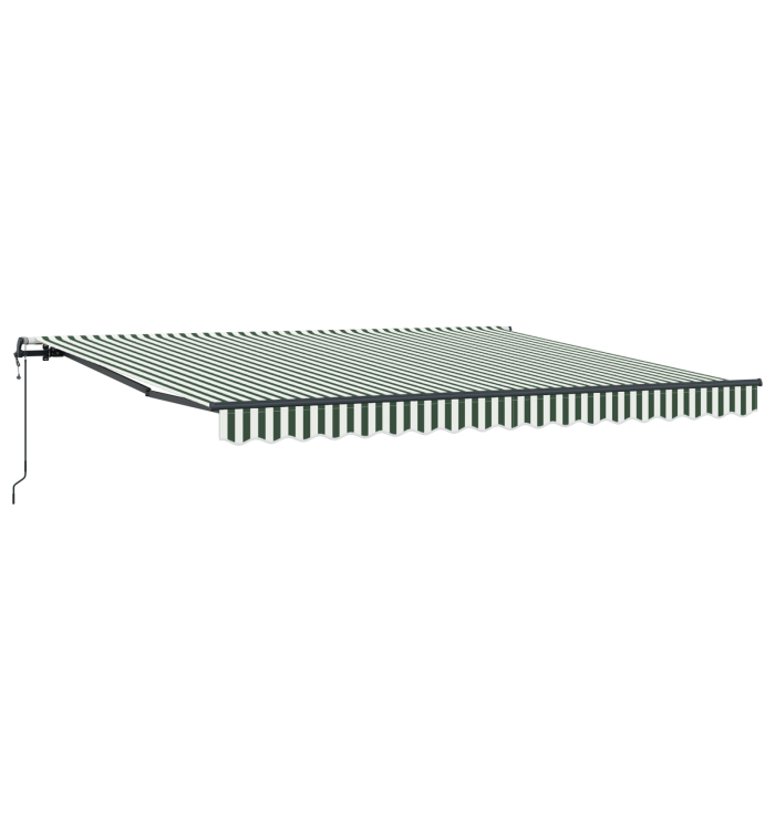 Auvent rétractable automatique Vert et blanc 400x350 cm, Tissu de rechange pour auvent pour cadre de 4x3,5 m Vert et blanc | M