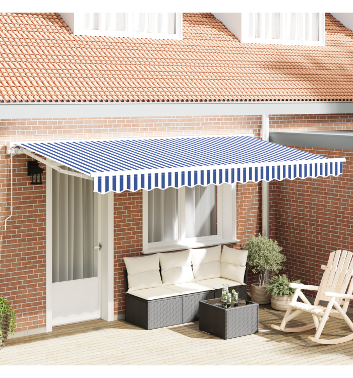 Tissu de Remplacement pour Store pour Cadre 4x2 m Bleu et Blanc | Mobilier & Déco