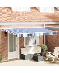 Tissu de Remplacement pour Store pour Cadre 4x2 m Bleu et Blanc | Mobilier & Déco
