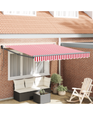 Store Rétractable Automatique Rayures Rouges et Blanches 350x250 cm | Mobilier & Déco