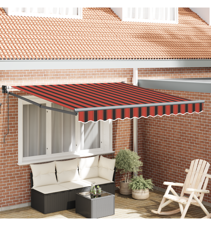 Store Rétractable Automatique Orange et Marron 300x250 cm | Mobilier & Déco