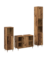 Ensemble de meubles de salle de bain 3 pièces Bois vieilli Bois reconstitué | Mobilier & Déco