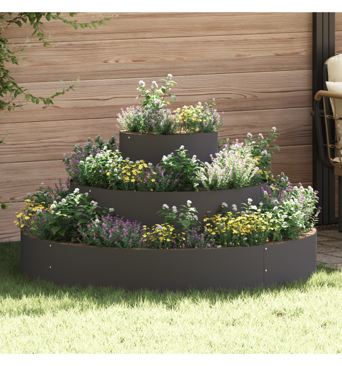 Pot en Métal Acier/Noir Acier Grand Décorations Pot en Métal | Mobilier & Déco