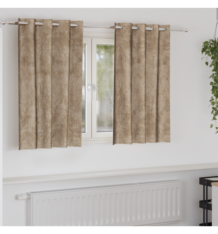Rideaux en velours Champagne Polyester 140 x 140 cm | Mobilier & Déco