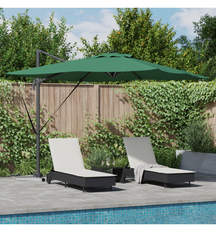 Parasol déporté Roma avec LEDs Vert 286x285x270 cm Aluminium | Mobilier & Déco