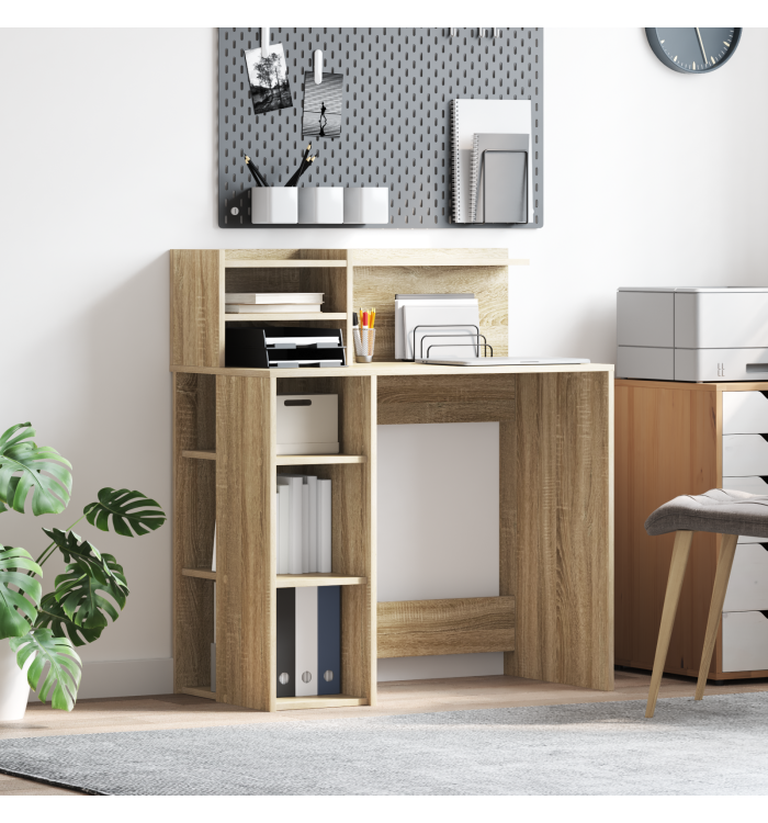 Bureau avec Rangement Chêne Sonoma 90x48x101.5 cm Bois d'ingénierie | Mobilier & Déco