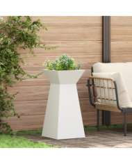 Support de Plante Blanc Plastique Moyen Décoratif Trapézoïdal | Mobilier & Déco