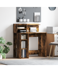Bureau avec rangement Chêne Fumé 90x48x101.5 cm Bois d'ingénierie | Mobilier & Déco