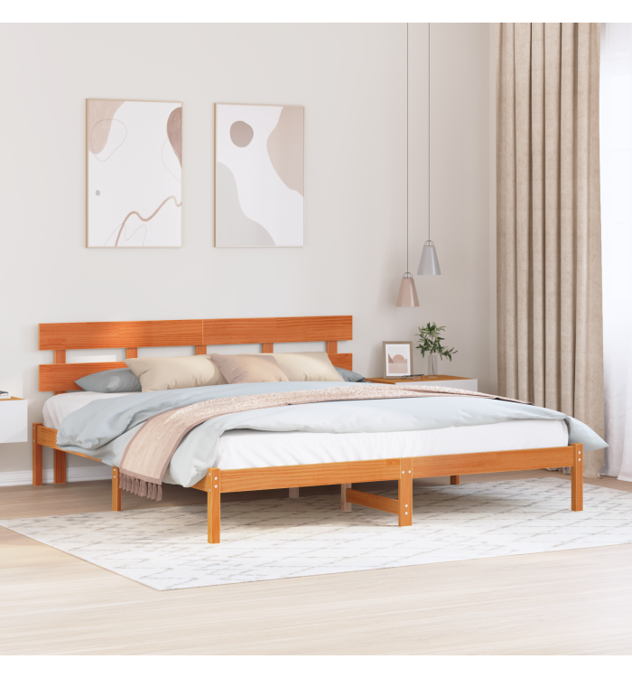 Cadre de Lit en Bois de Pin Marron Ciré Marron Ciré | Mobilier & Déco