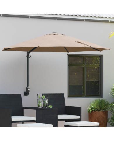 Parasol de jardin mural avec LEDs Taupe 248 cm | Mobilier & Déco