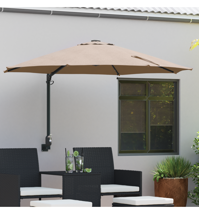 Parasol de jardin mural avec LEDs Taupe 248 cm | Mobilier & Déco