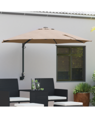 Parasol de jardin mural avec LEDs Taupe 248 cm | Mobilier & Déco