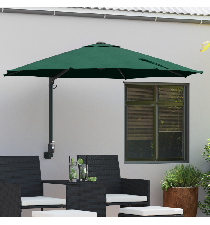 Parasol de Jardin Mural avec LEDs Vert 248 cm | Mobilier & Déco