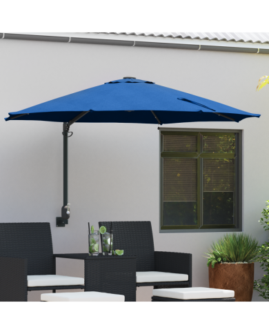 Parasol mural de jardin avec LEDs bleu azur 248 cm | Mobilier & Déco