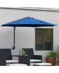Parasol mural de jardin avec LEDs bleu azur 248 cm | Mobilier & Déco