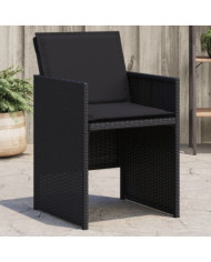 Chaises de jardin lot de 4 avec coussins noir résine tressée | Mobilier & Déco