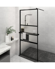 Paroi de douche avec étagère Noir 90x195 cm Verre ESGetAluminium | Mobilier & Déco