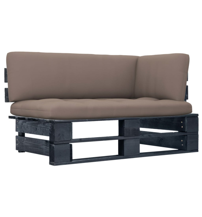 Canapé d'angle palette de jardin noir bois de pin imprégné | Mobilier & Déco