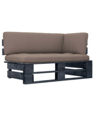 Canapé d'angle palette de jardin noir bois de pin imprégné | Mobilier & Déco