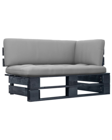 Canapé d'angle palette de jardin noir bois de pin imprégné | Mobilier & Déco