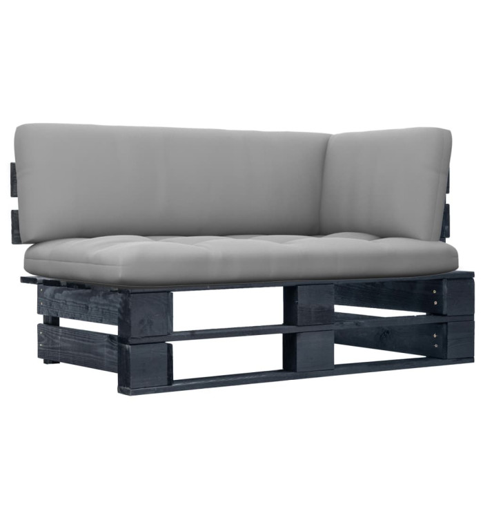 Canapé d'angle palette de jardin noir bois de pin imprégné | Mobilier & Déco