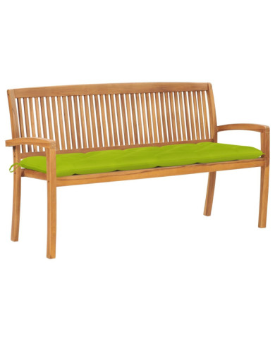 Banc de jardin empilable et coussin 159 cm Bois de teck massif | Mobilier & Déco