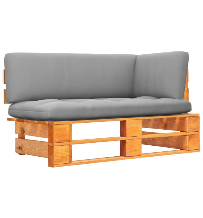 Canapé d'angle palette de jardin marron miel bois pin imprégné | Mobilier & Déco