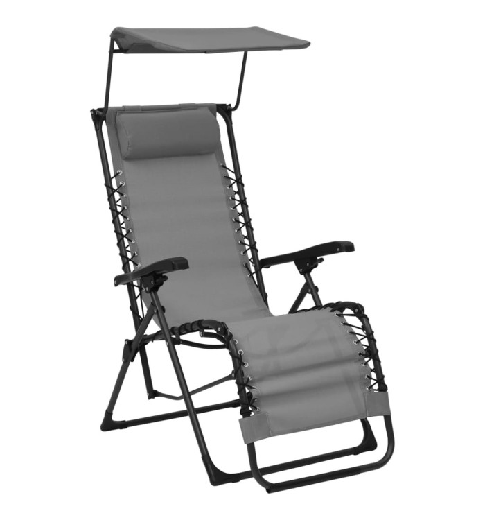 Chaise pliable de terrasse Textilène Gris | Mobilier & Déco