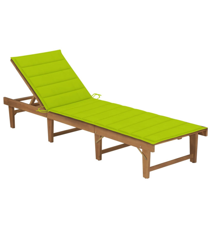 Chaise longue pliable avec coussin Bois d'acacia solide | Mobilier & Déco