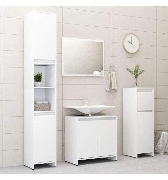 Ensemble de meubles de salle de bain 4pcs Blanc Bois ingénierie | Mobilier & Déco
