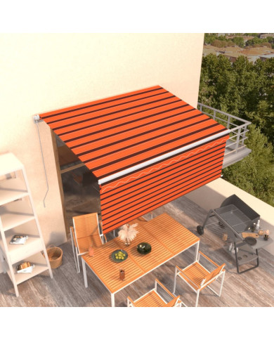 Auvent rétractable manuel avec store 3,5x2,5 m Orange et marron | Mobilier & Déco