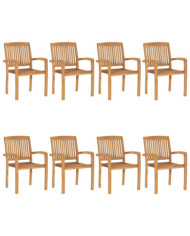 Chaises de jardin empilables 8 pcs Bois de teck solide | Mobilier & Déco
