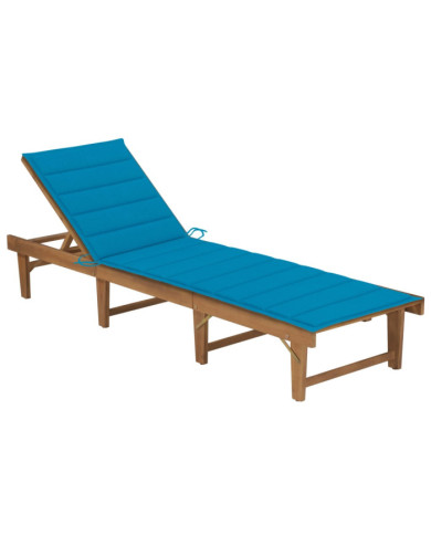 Chaise longue pliable avec coussin Bois d'acacia solide | Mobilier & Déco