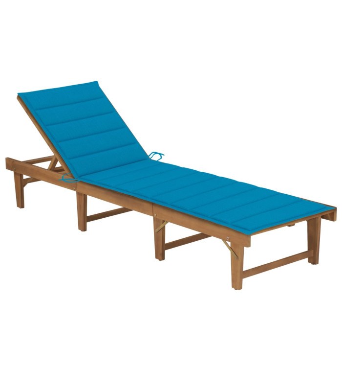 Chaise longue pliable avec coussin Bois d'acacia solide | Mobilier & Déco