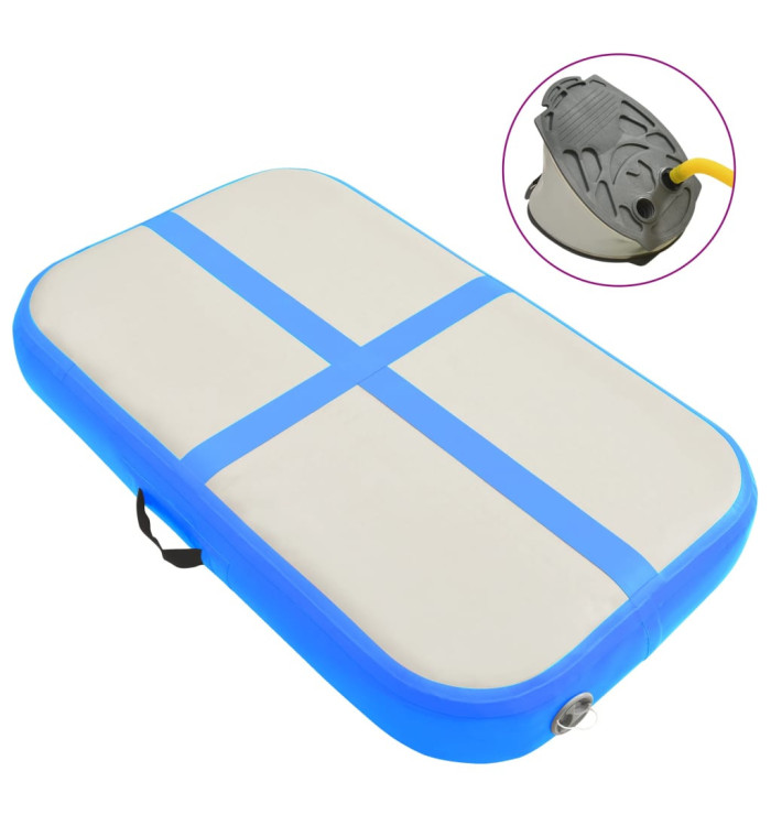 Tapis gonflable de gymnastique avec pompe 60x100x10 cm PVC Bleu | Mobilier & Déco