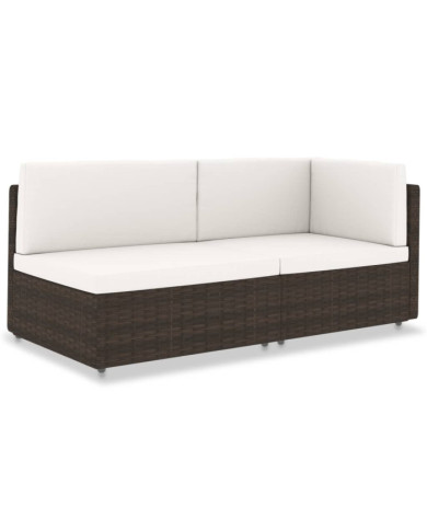 Canapé sectionnel 2 places Résine tressée Marron | Mobilier & Déco