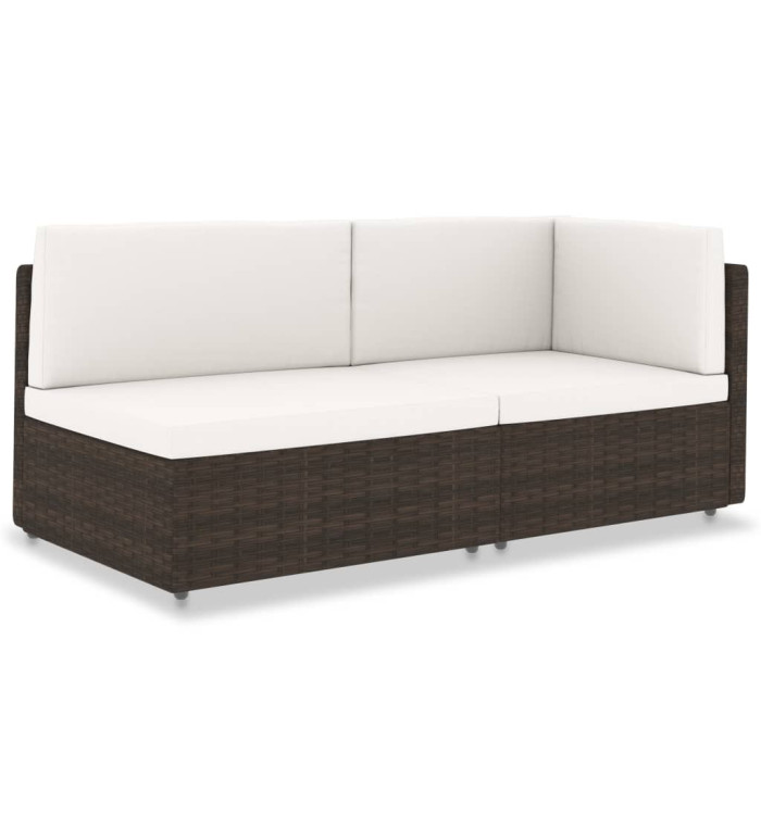 Canapé sectionnel 2 places Résine tressée Marron | Mobilier & Déco