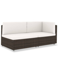 Canapé sectionnel 2 places Résine tressée Marron | Mobilier & Déco