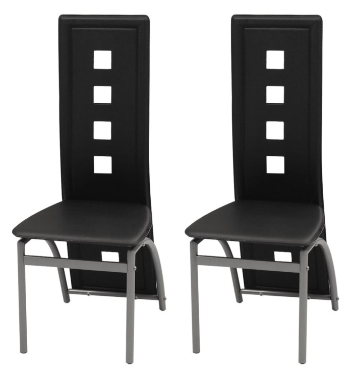 Chaises à manger lot de 2 noir similicuir | Mobilier & Déco
