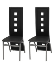 Chaises à manger lot de 2 noir similicuir | Mobilier & Déco