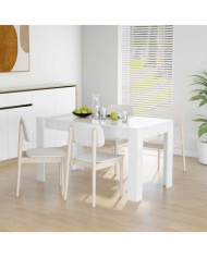 Table à manger blanc brillant 140x74,5x76 cm bois d'ingénierie | Mobilier & Déco