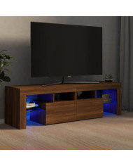 Meuble TV avec lumières LED Chêne marron 140x36,5x40 cm | Mobilier & Déco