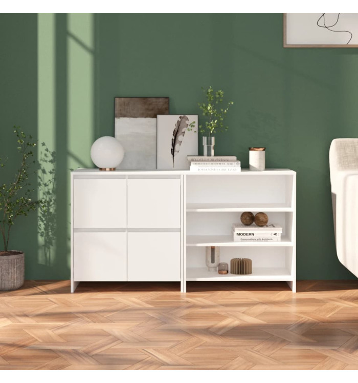 Buffets 2 pcs Blanc Bois d'ingénierie | Mobilier & Déco