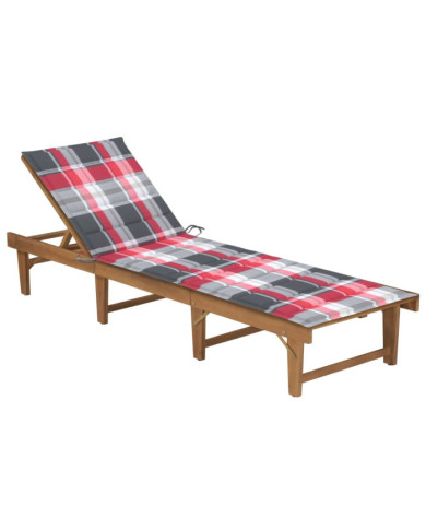 Chaise longue pliable avec coussin Bois d'acacia solide | Mobilier & Déco